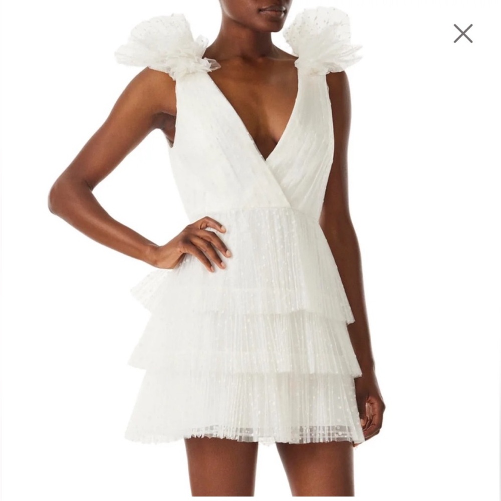 ML Monique Lhullier Swiss Dot Ruffle Dress